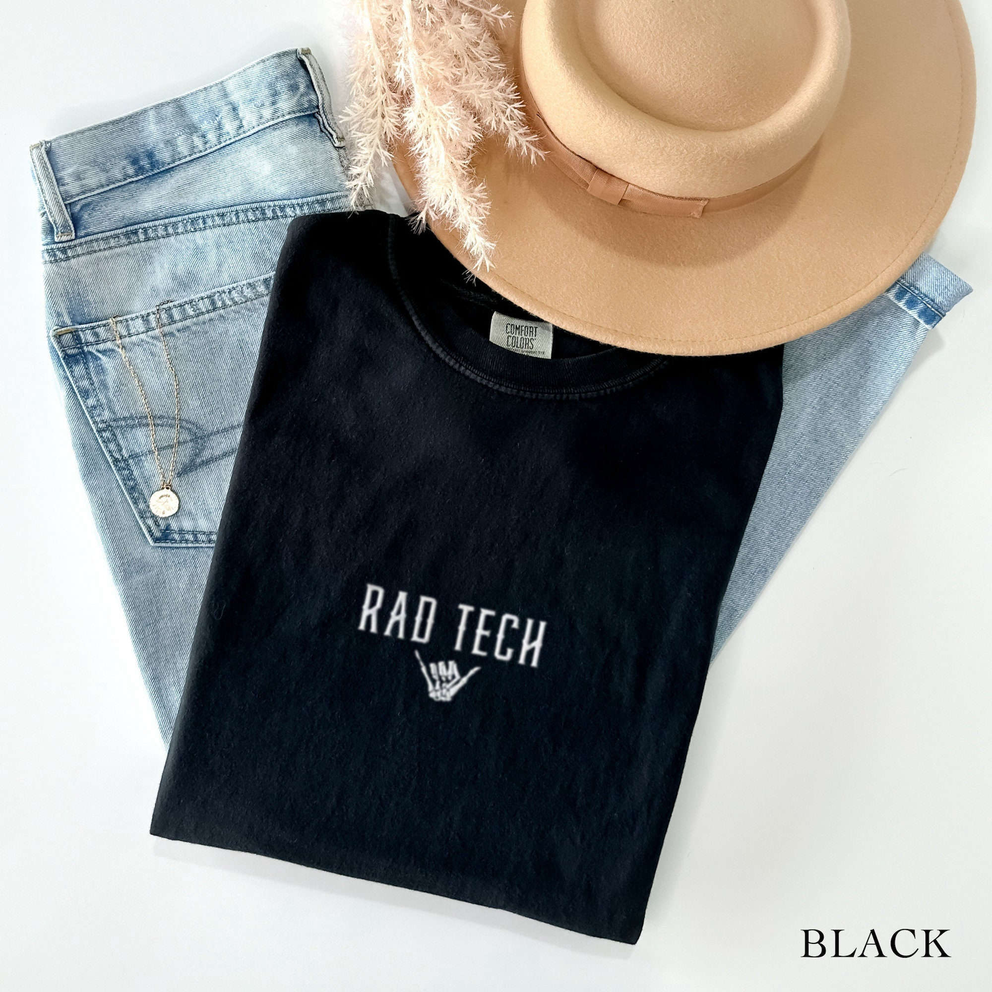 Rad Tech Embroidered Comfort Colors Shirt – Unisex Graphic Tee for Radiology Technologists Xray Technician Gift