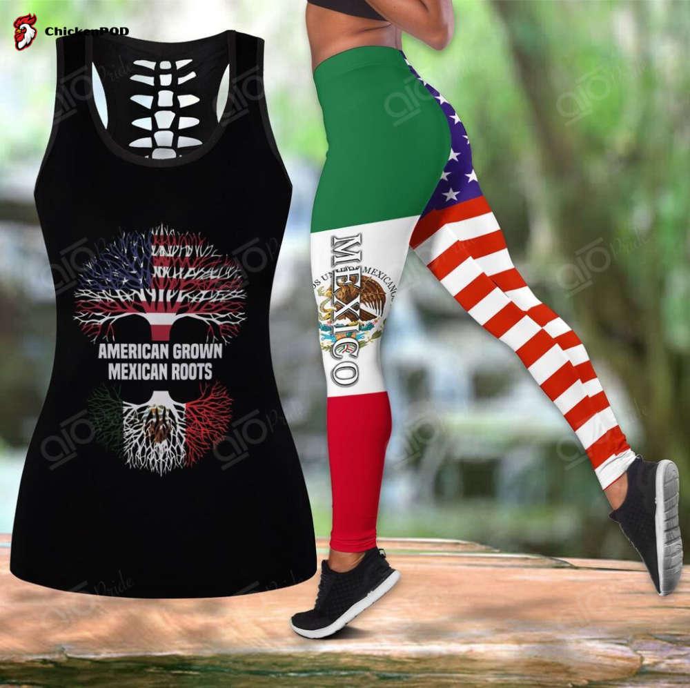 Sport Gift – American Grown Mexican Roots Hollow Tank Top or Legging