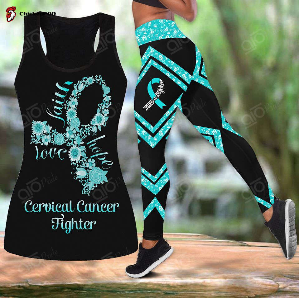 Sport Gift – Cervical Cancer Fighter Faith Hope Love Hollow Tank Top Or Legging