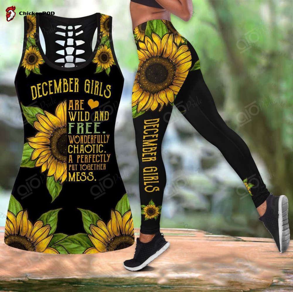 Sport Gift – December Girl With Sunflower Hollow Tank Top Or Legging