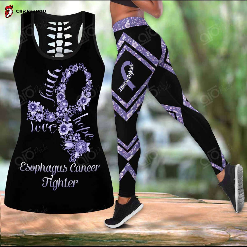 Sport Gift – Esophagus Cancer Fighter Faith Hope Love Hollow Tank Top or Legging