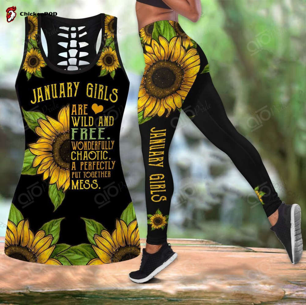 Sport Gift – January Girl With Sunflower Hollow Tank Top Or Legging