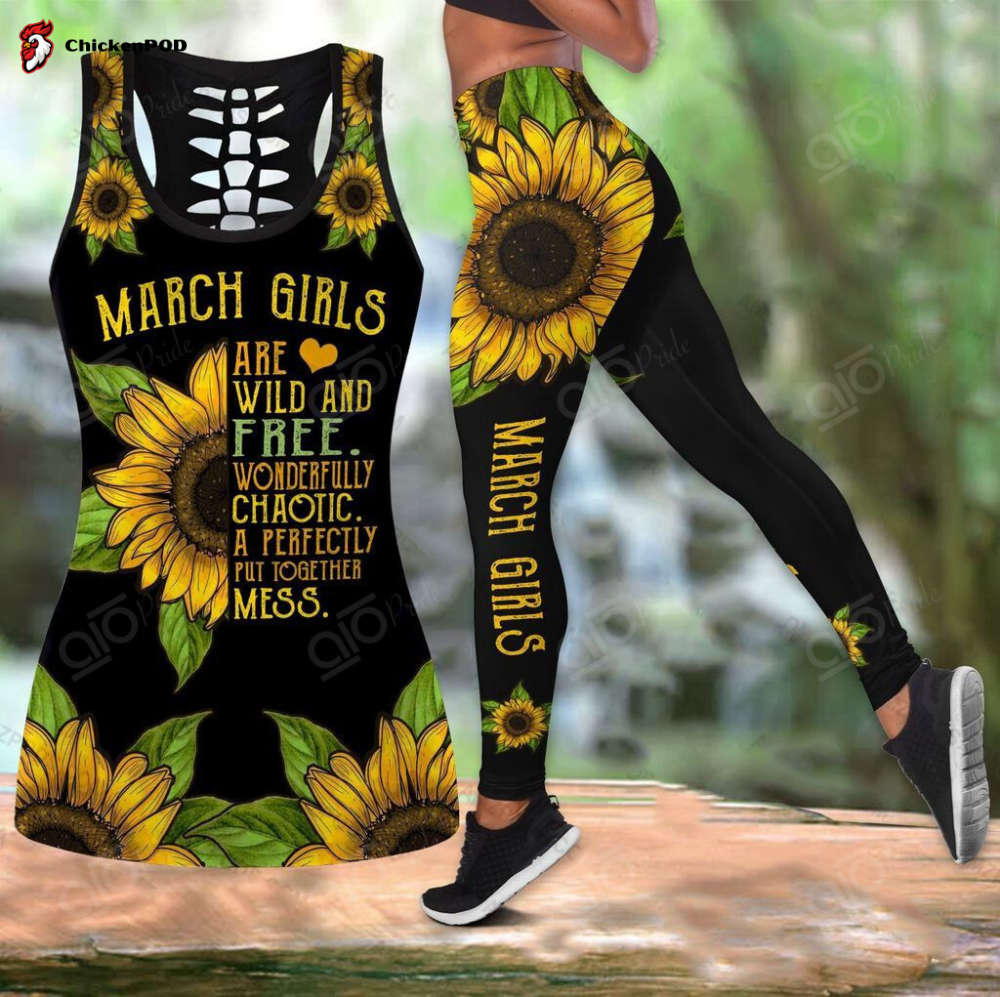 Sport Gift – March Girl With Sunflower Hollow Tank Top Or Legging