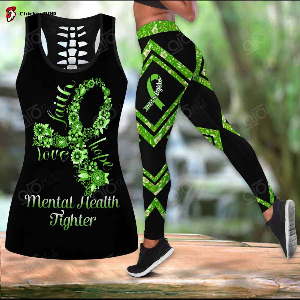 Sport Gift – Mental Health Fighter Faith Hope Love Hollow Tank Top or Legging