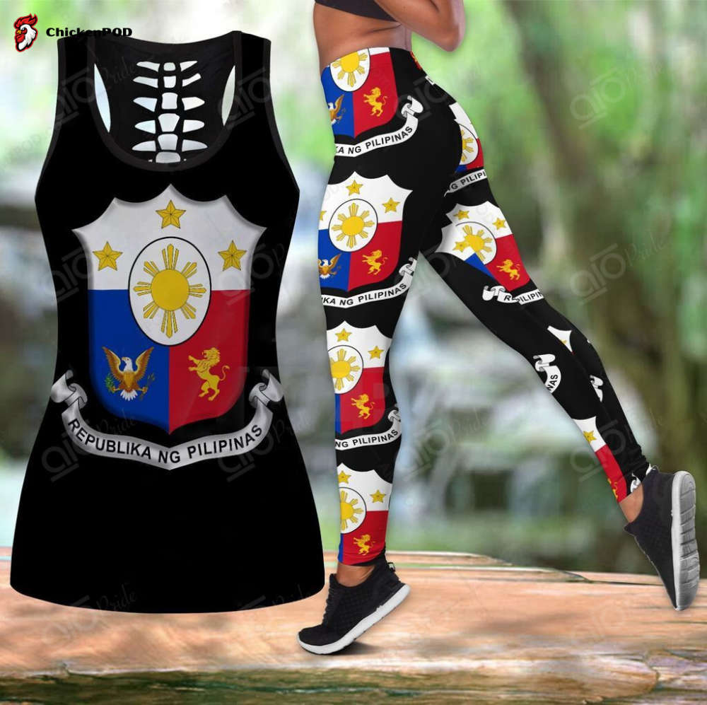 Sport Gift – Philippines Coat Of Arms Hollow Tank Top or Legging