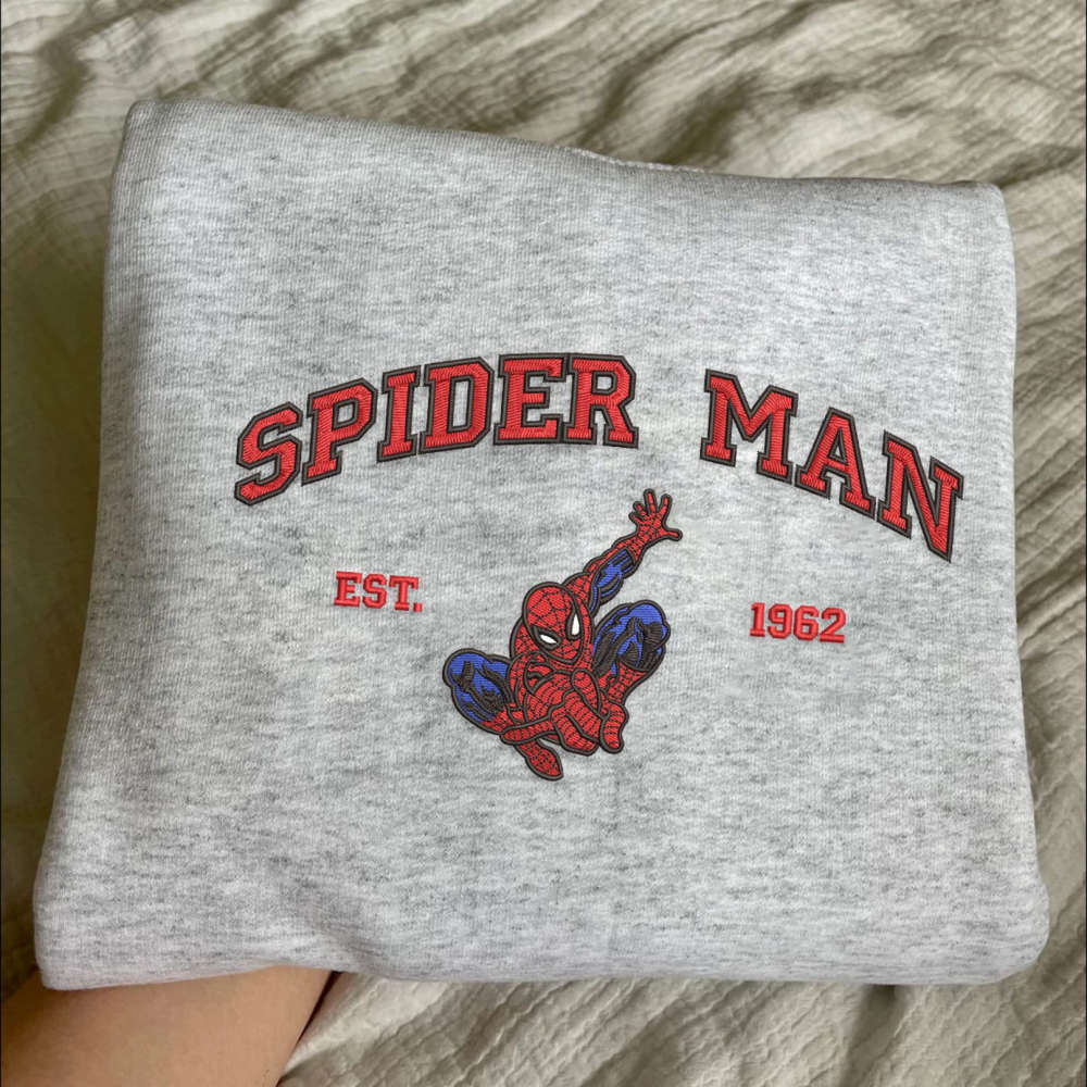 Superhero Spiderman Embroidered Shirt – Trending Cartoon Sweatshirt Crewneck Hoodie