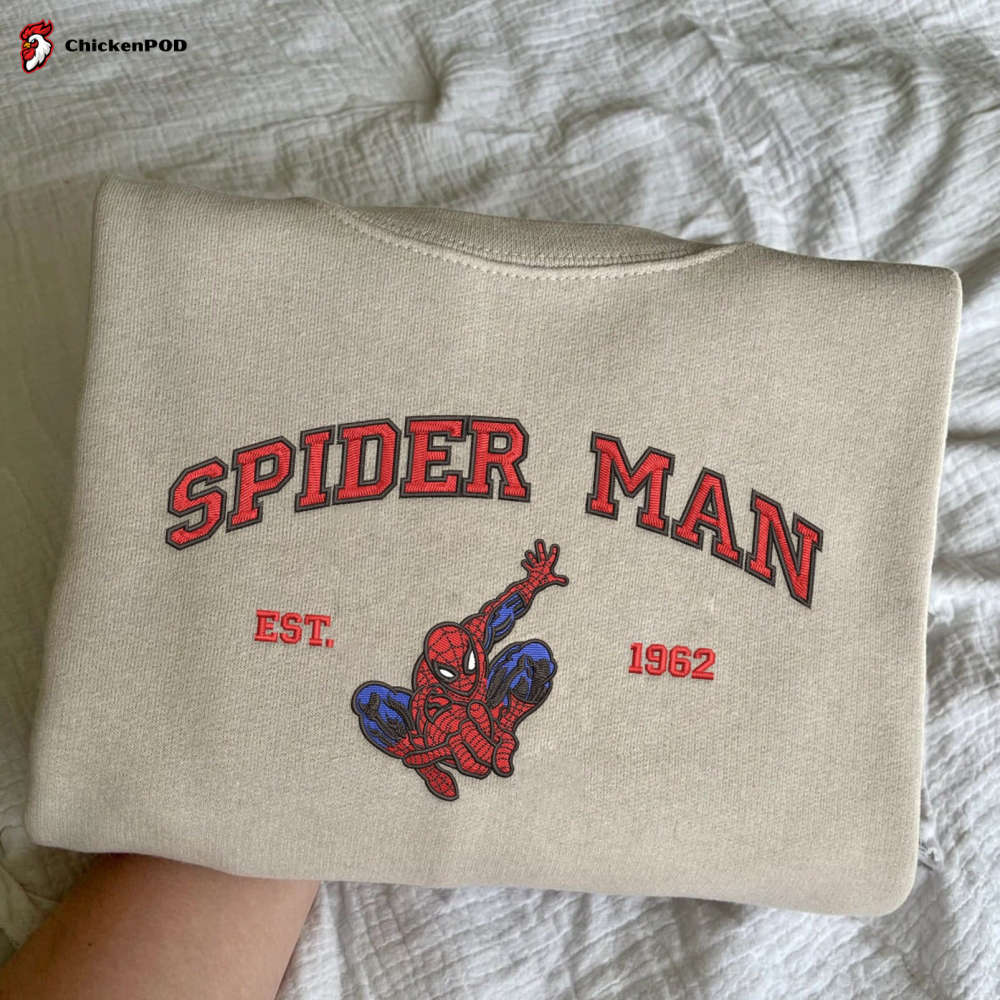 Superhero Spiderman Embroidered Shirt – Trending Cartoon Sweatshirt Crewneck Hoodie