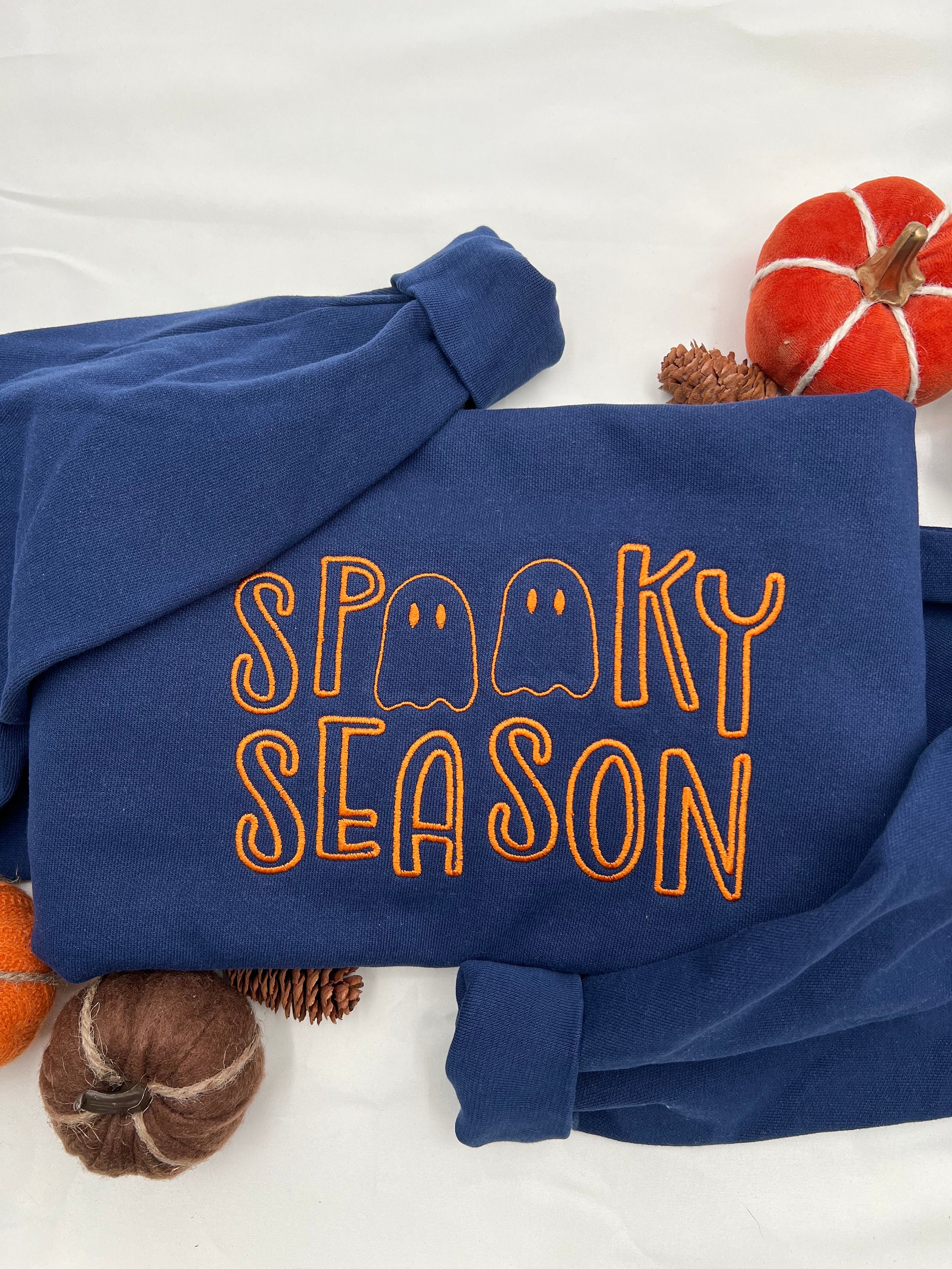 Spooktacular Halloween Embroidered Sweatshirt: Ghost Shirt Crewneck & Sweater