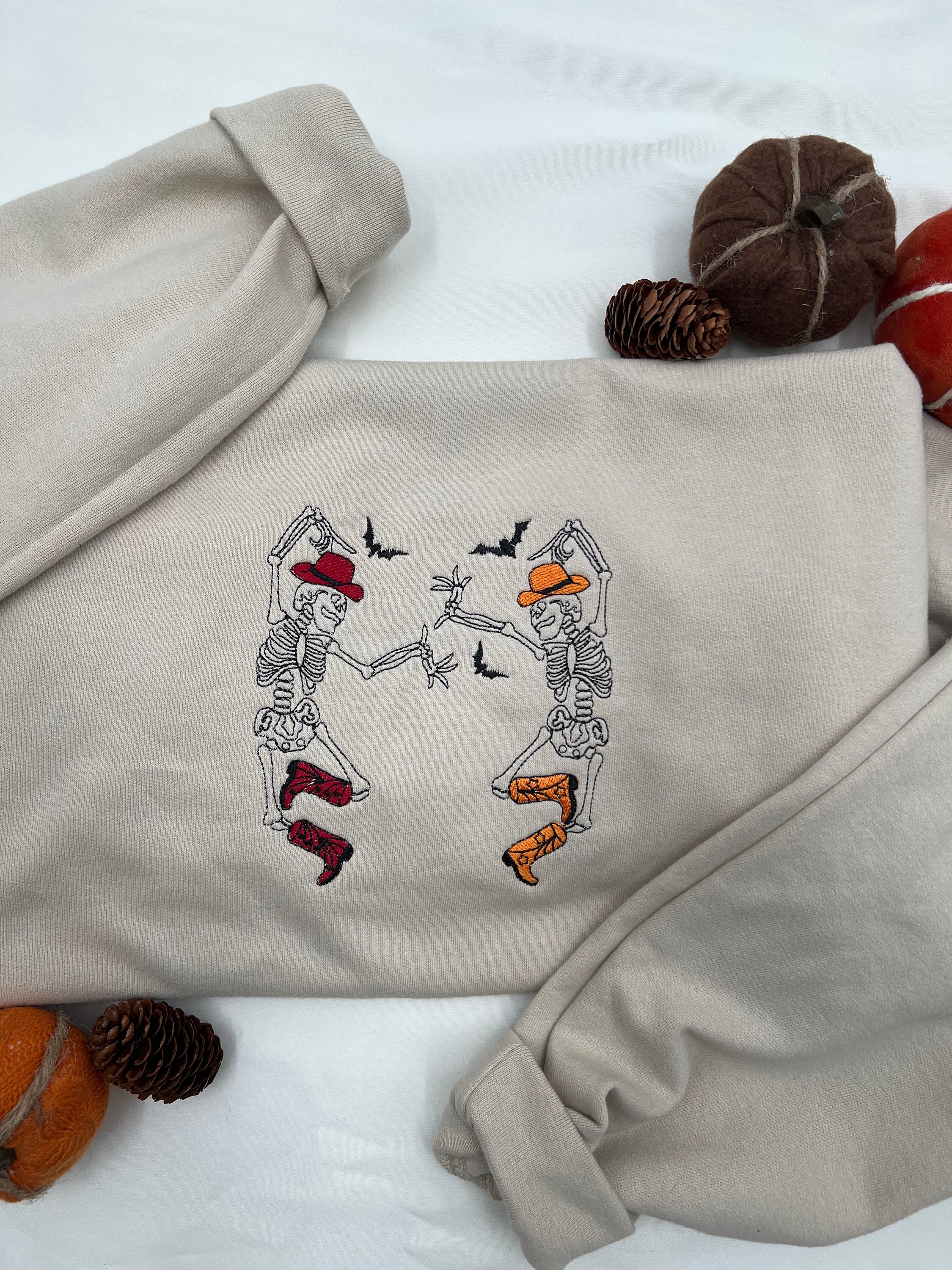 Spooky Season Ghost Sweatshirt: Embroidered Halloween Fall Sweater for Women Unisex Shirt