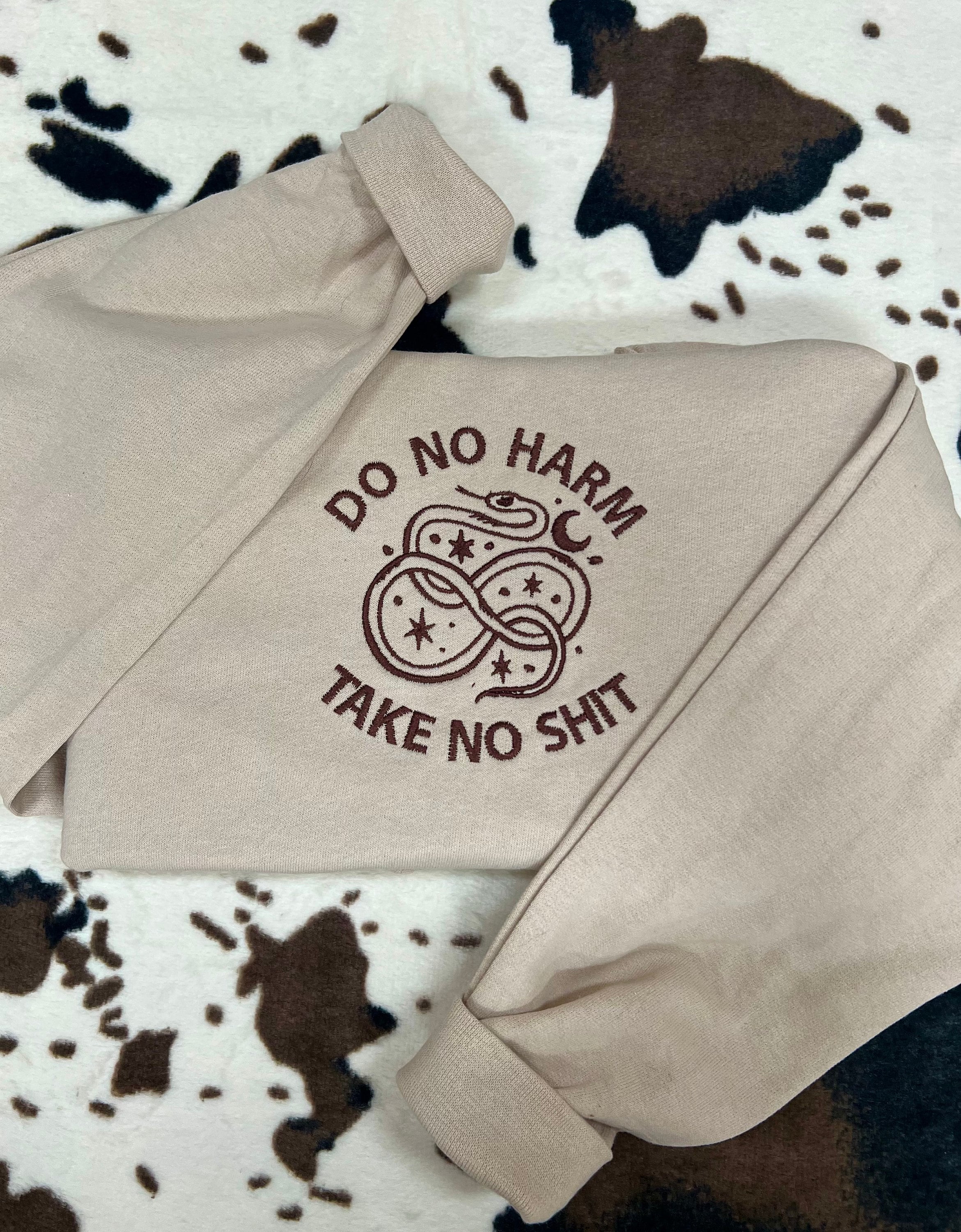 Embroidered Do No Harm Snake Sweatshirt Gift for Her Unique Crewneck