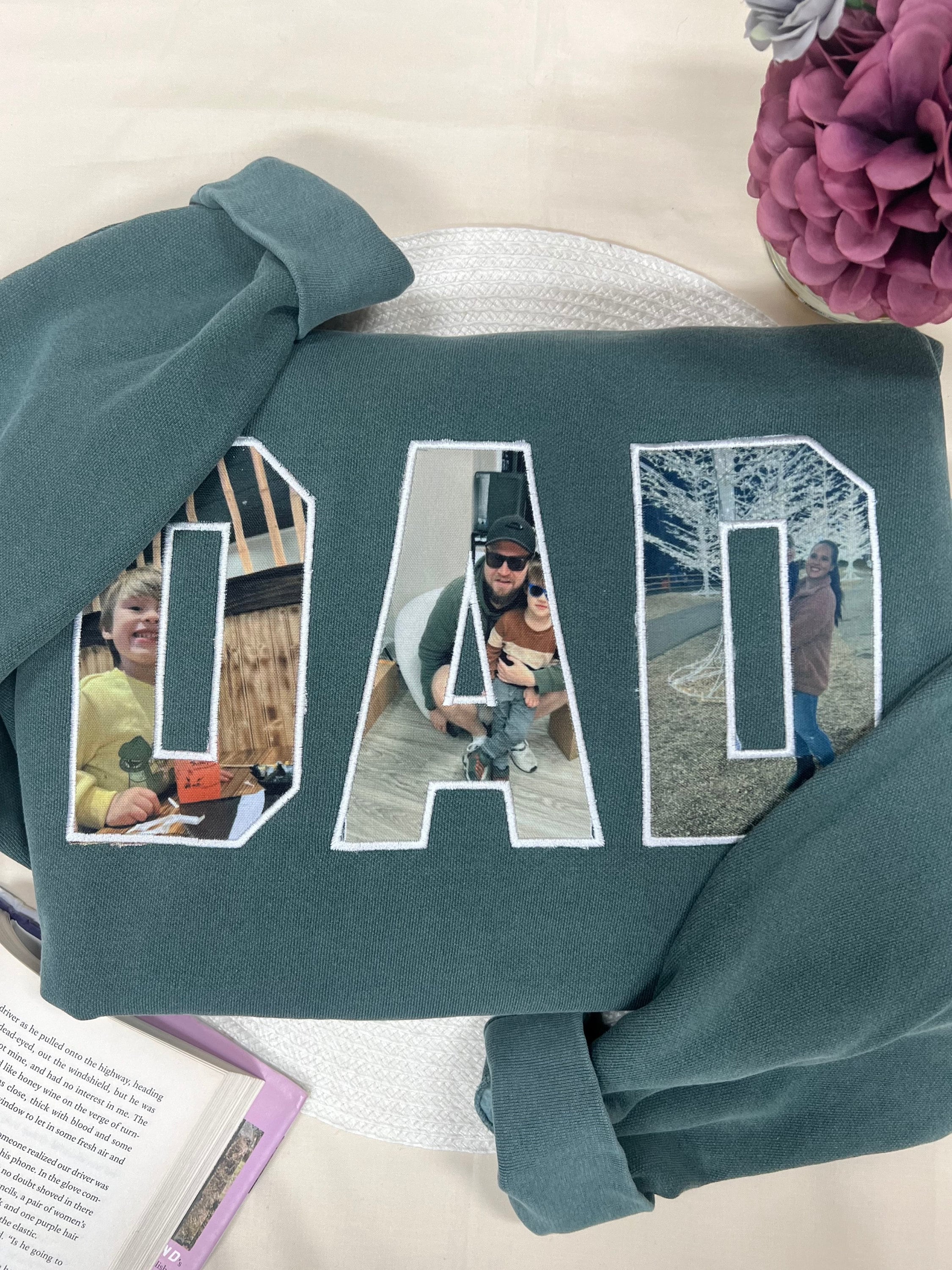 Personalized Dad Photo Sweatshirt Custom Embroidered Gift for Father Family Portrait Apparel