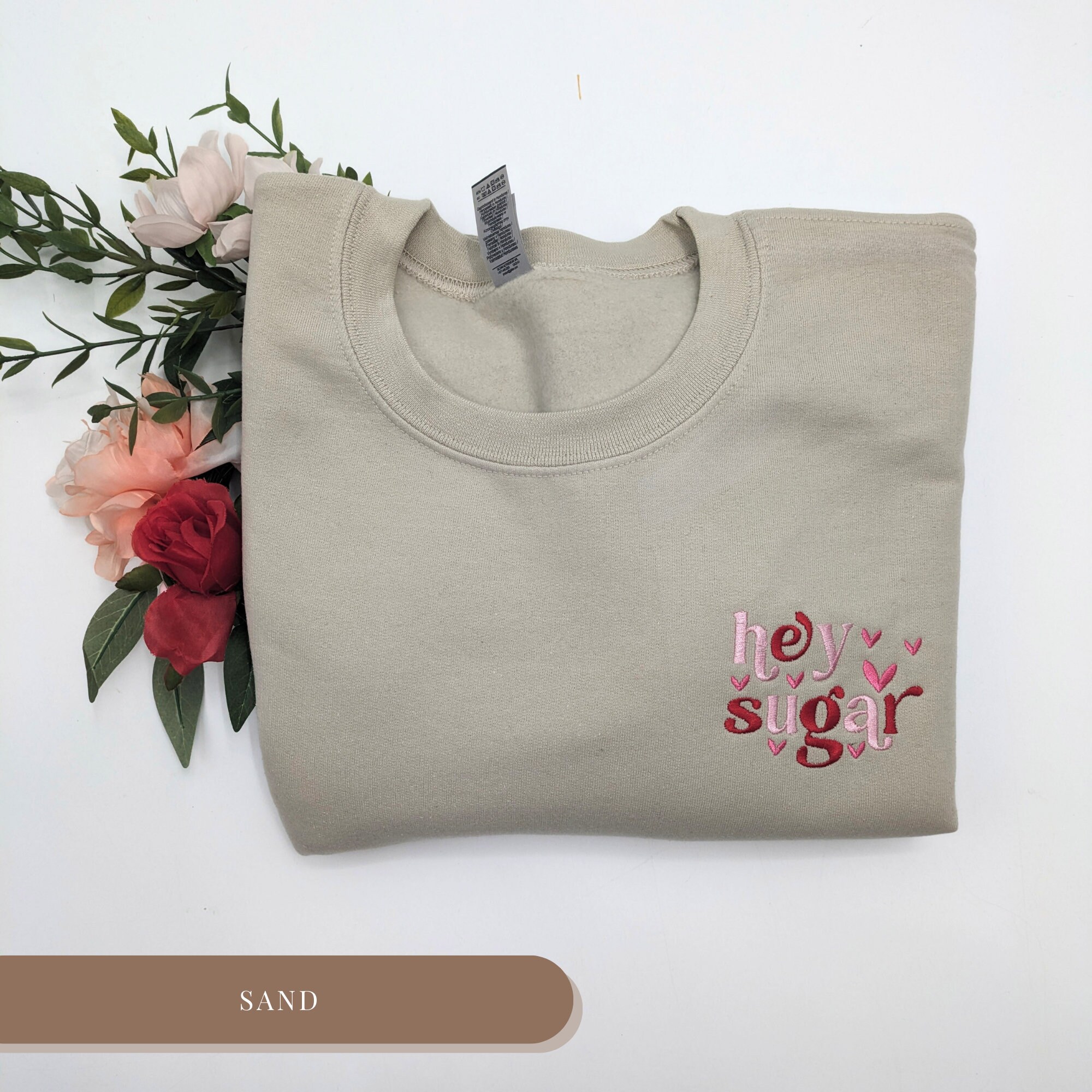 Embroidered Valentine Sweatshirt for Women Sweet Love Gift Funny Valentine s Day Shirt