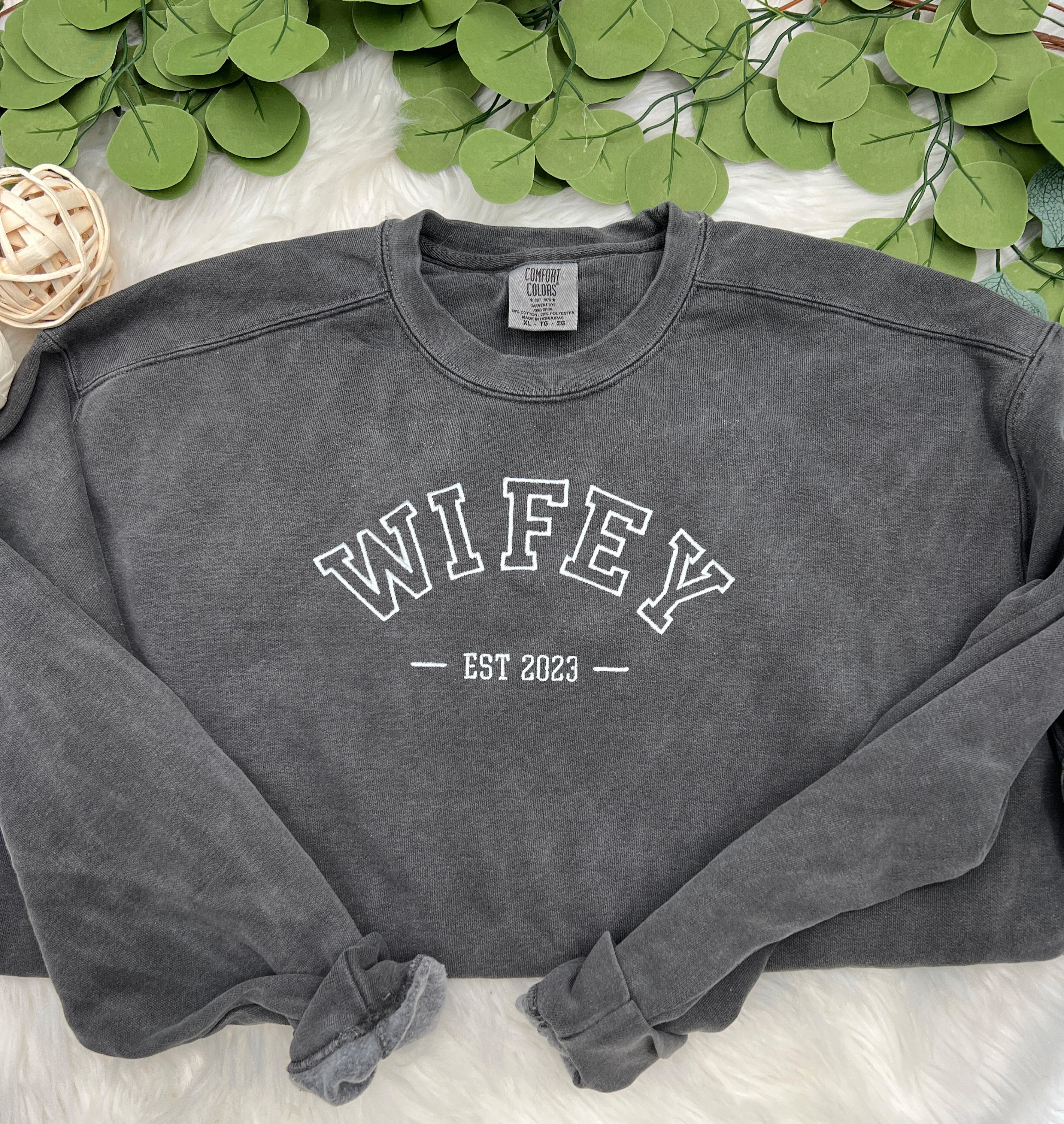 Custom Embroidered Wifey Sweatshirt – Perfect Gift for Her Future Mrs Wifey Shirt