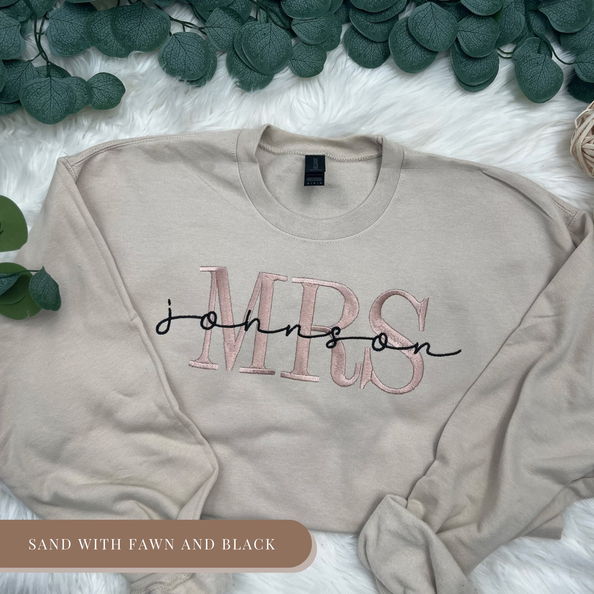 Personalized Embroidered Bride Sweatshirt – Custom Engagement Wife Wifey Shirt Mrs Last Name Sweatshirt