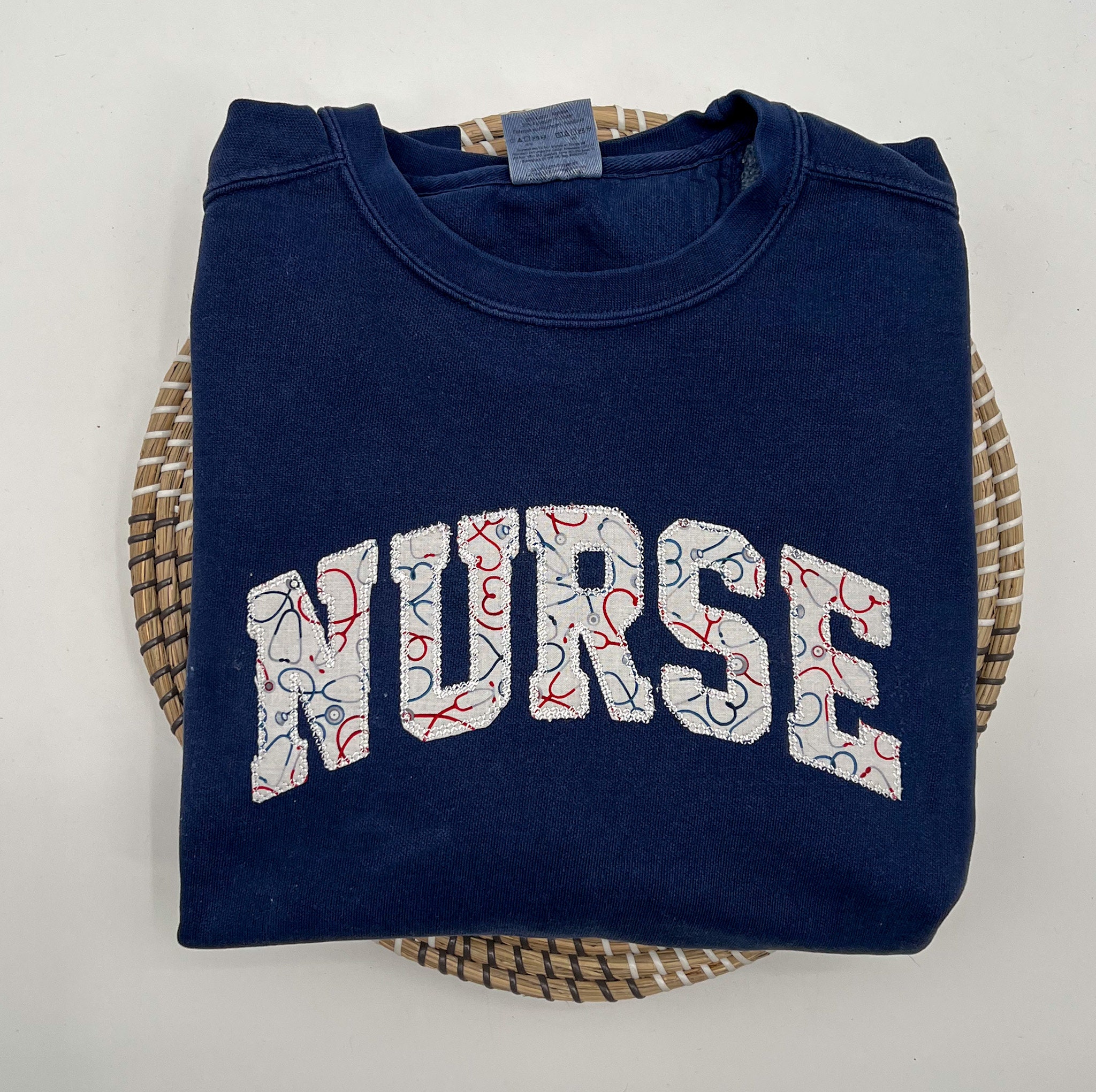 Embroidered Nurse Appliqué Sweatshirt – RN Gift Comfort Colors Medical Shirt