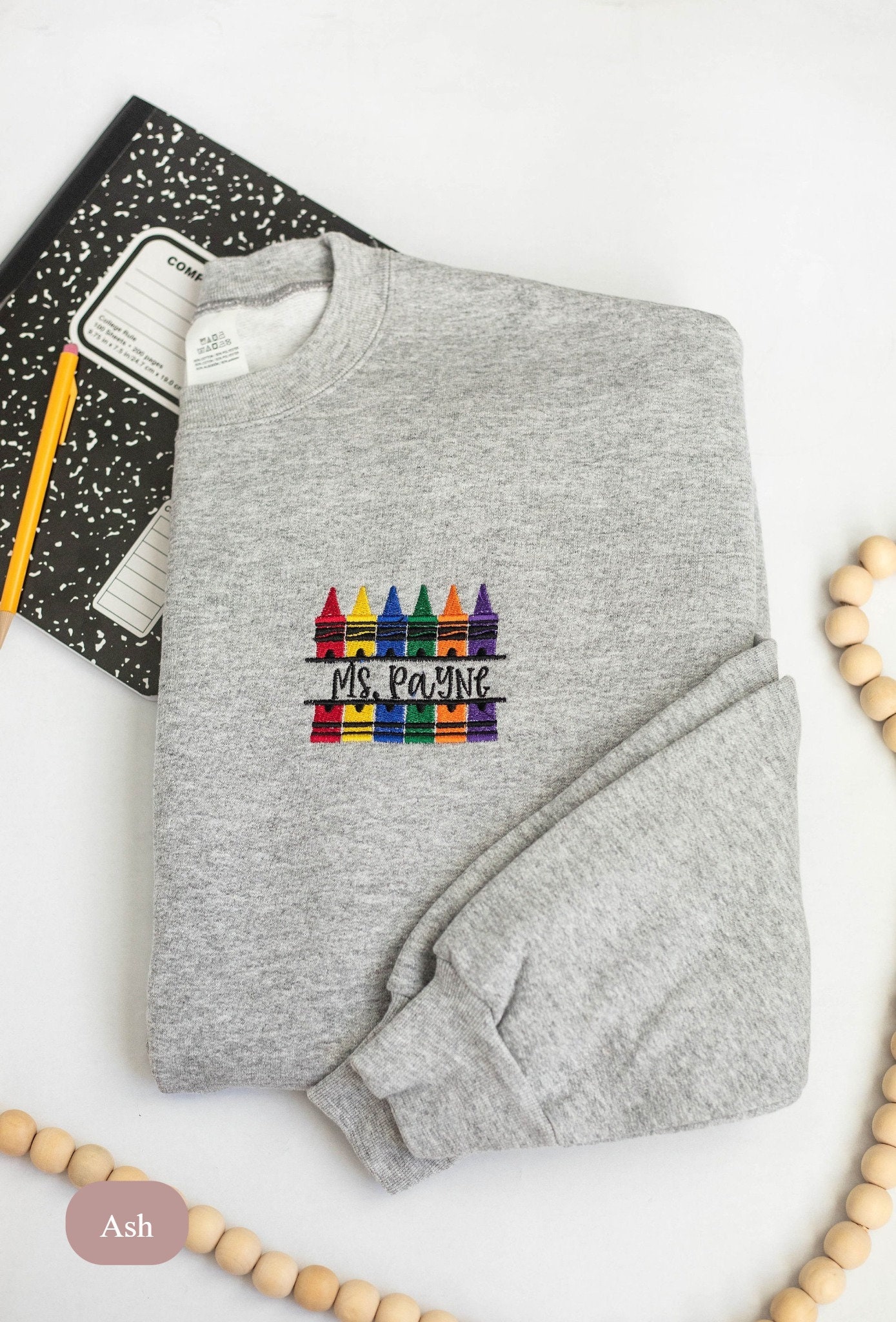 Custom Comfort Colors Embroidered Teacher Sweatshirt – Personalized School Shirt for Elementary Teachers Back To School