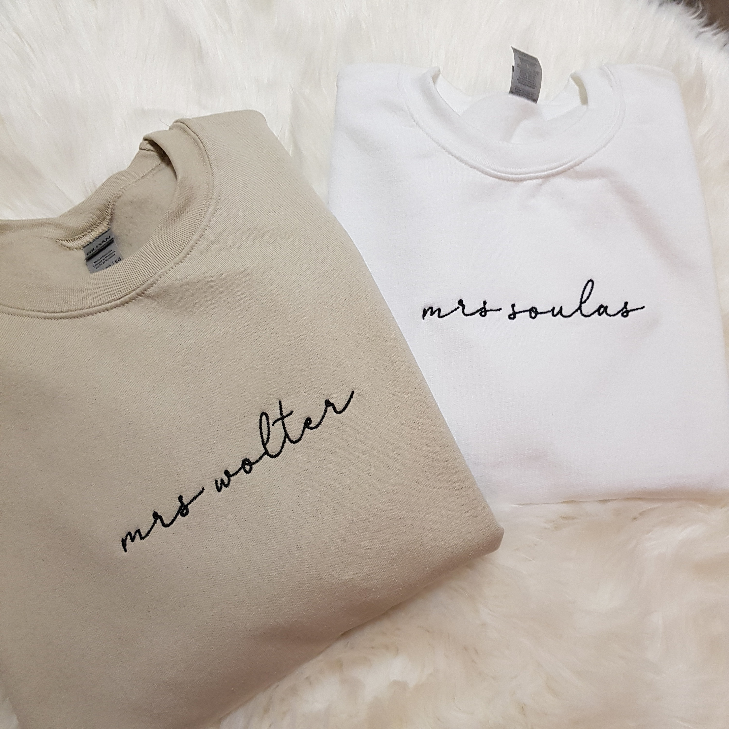 Personalized Bridal Sweatshirt Custom Embroidered Crewneck with Script Font Custom Text Shop Now!