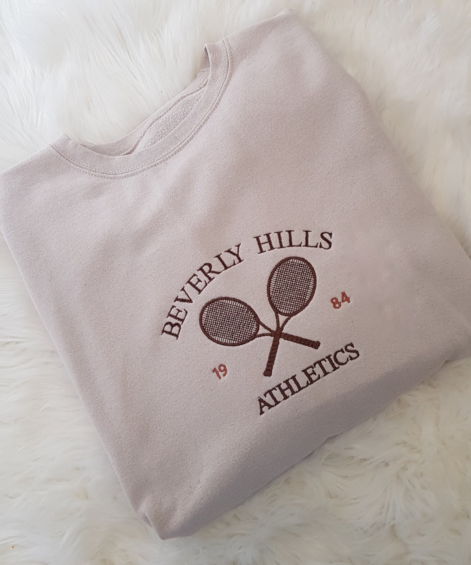 Vintage Inspired Embroidered Beverly Hills Athletics Crewneck Sweatshirt: Perfect for Spring & Summer Tennis