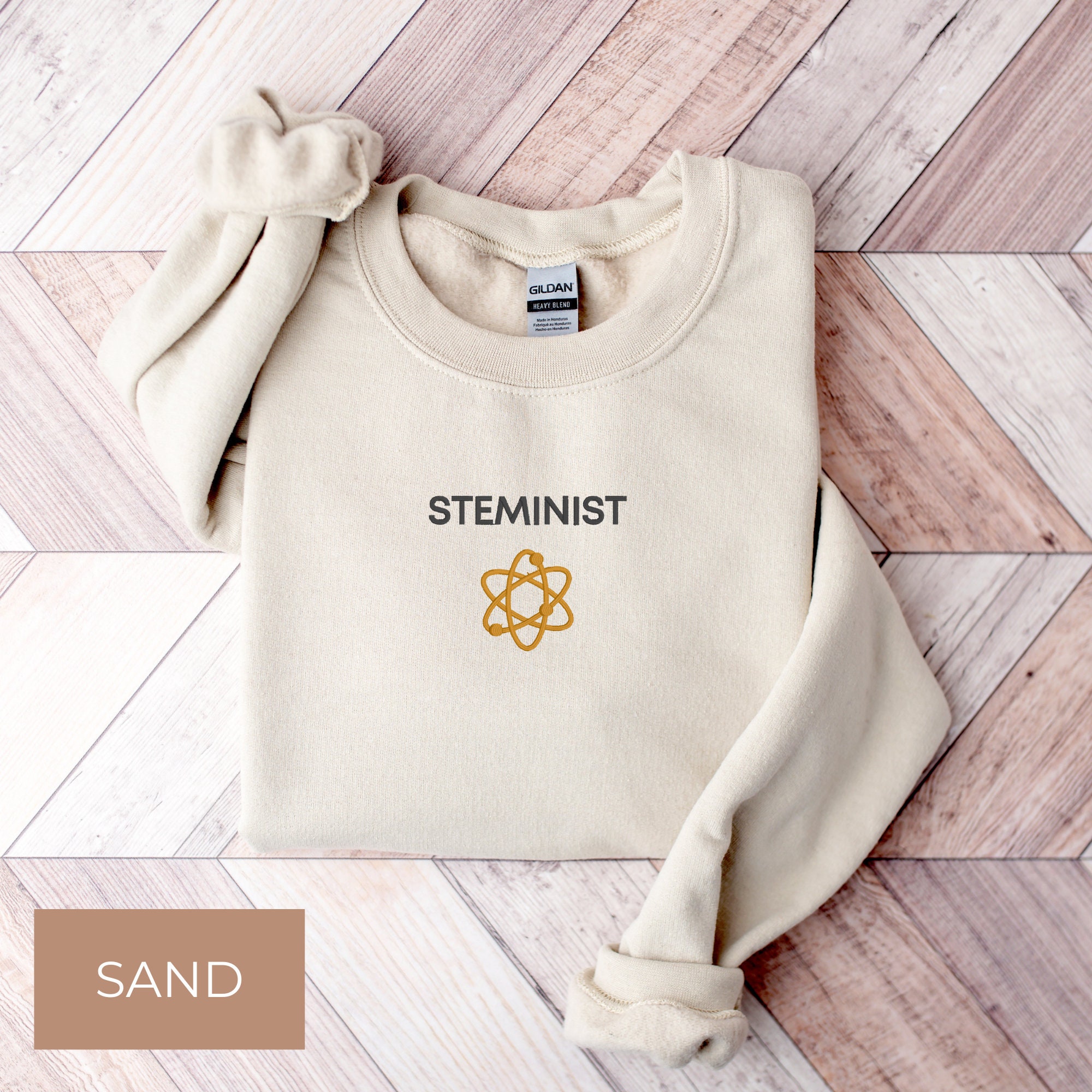 Stylish Embroidered Sweatshirt for Steminists: Custom Oversized Science Shirts & Female Scientist Apparel