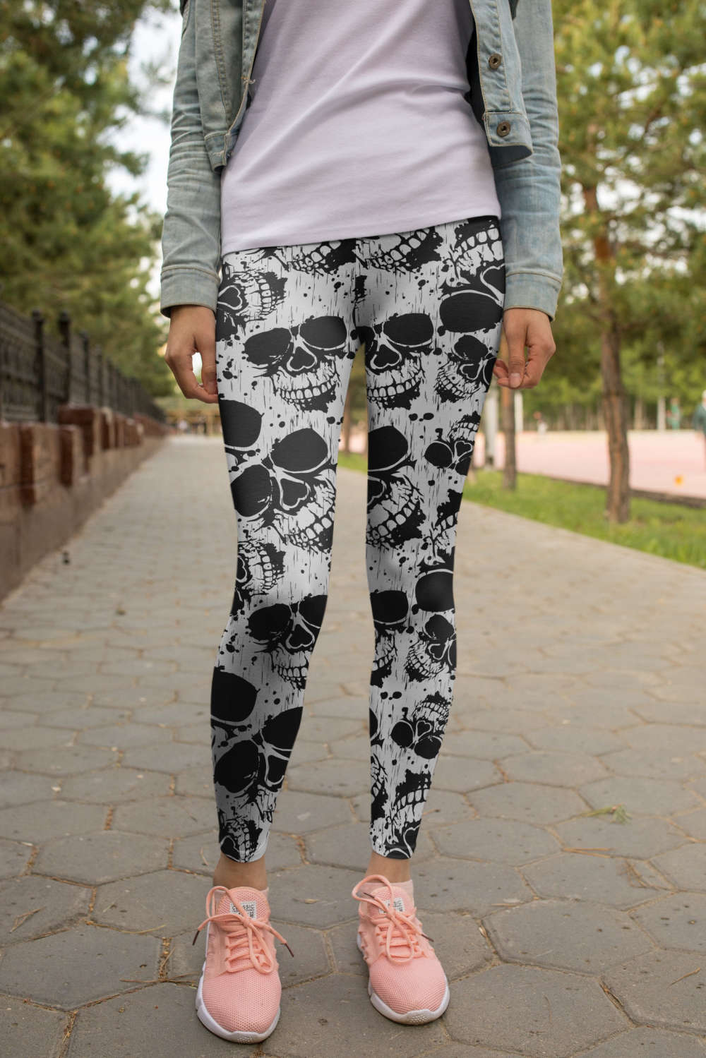 3D All Over Print Black Skull Legging