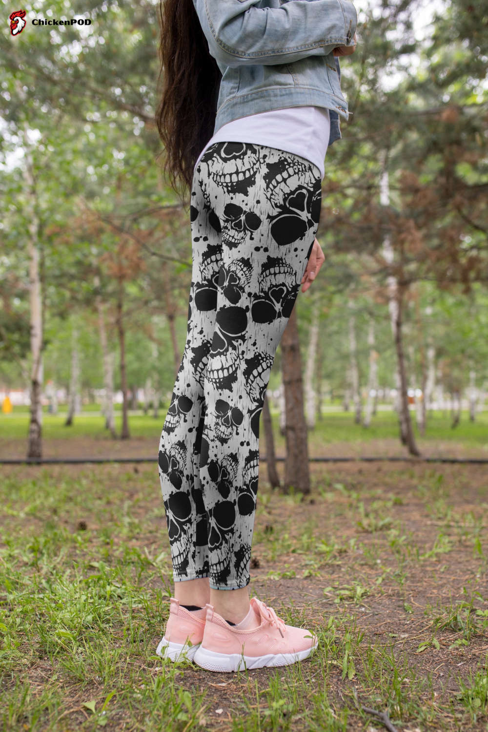 3D All Over Print Black Skull Legging