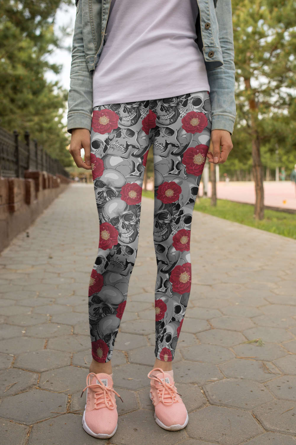 3D All Over Printkull silhouette and Rose Legging