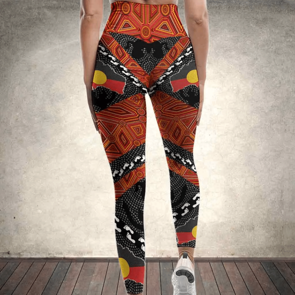 Aboriginal dots Zip pattern printed leggings