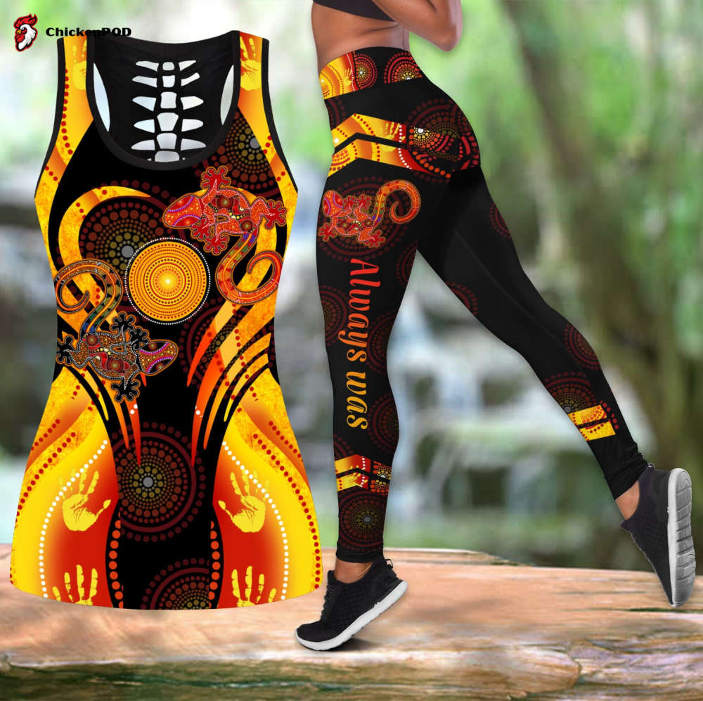 Aboriginal lizard and sun show up combo legging hollow tank