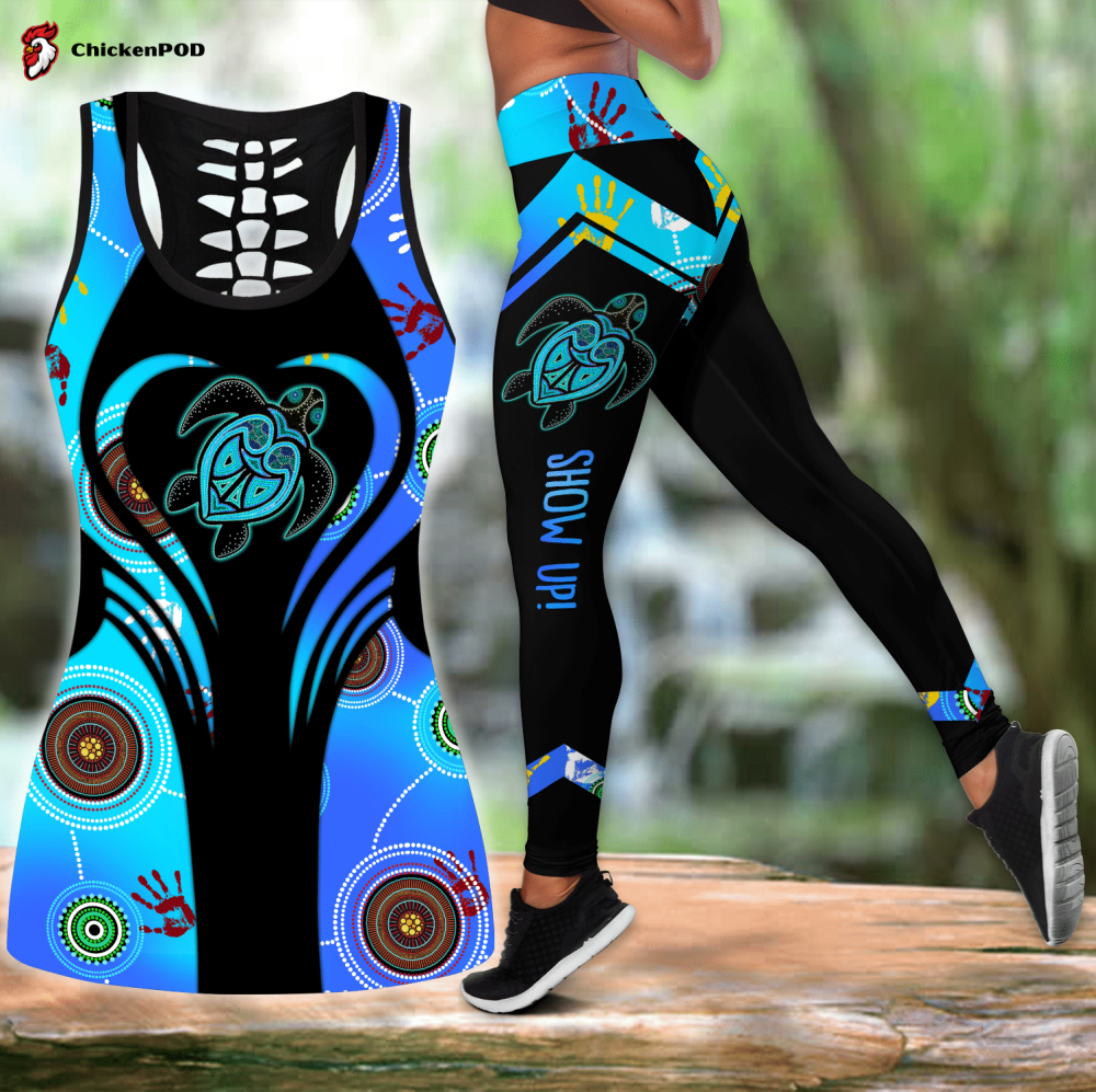 Aboriginal turtle show up Blue combo legging hollow tank