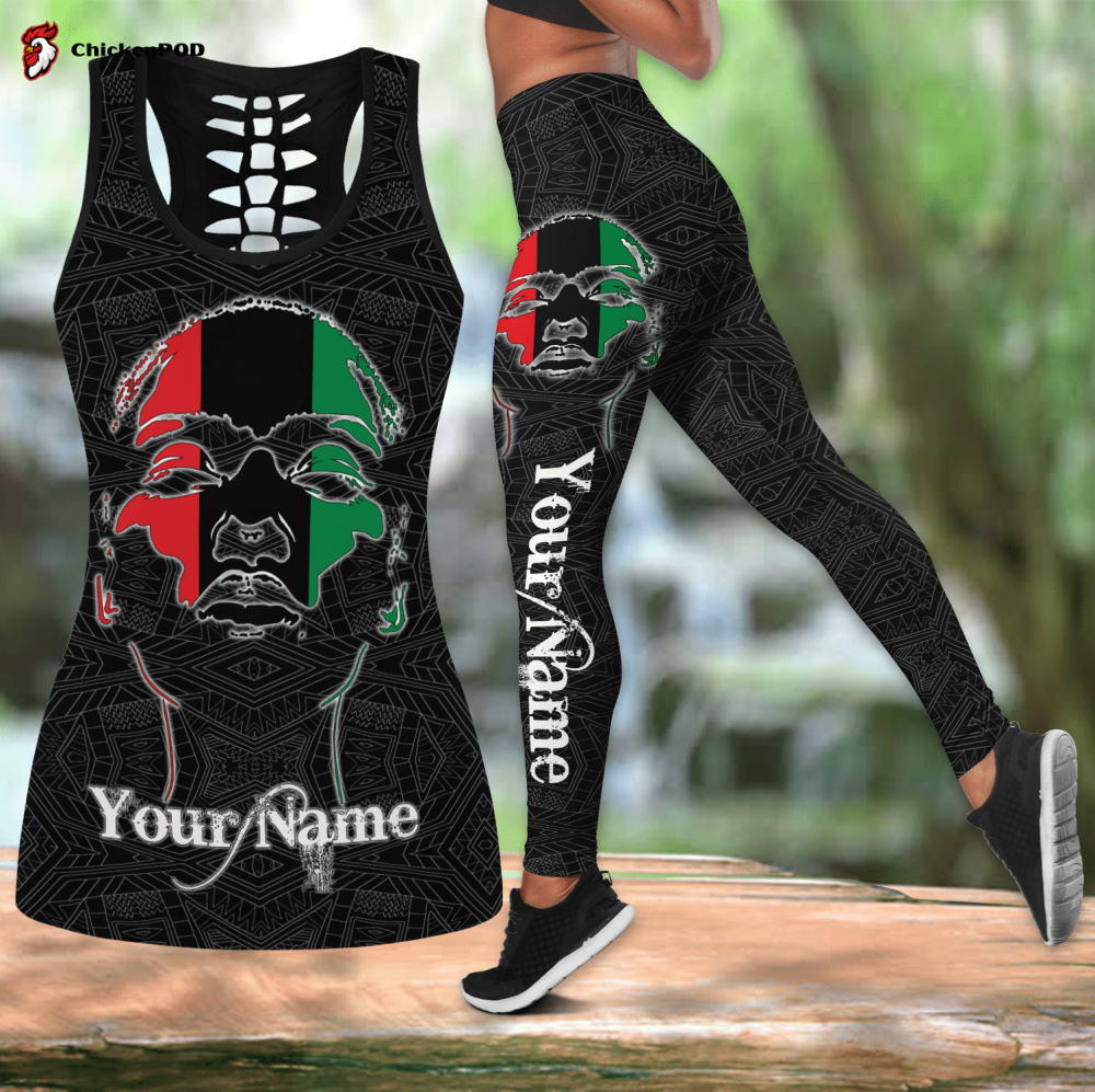 African American 3D print combo legging tanktop Sport GiftsKT