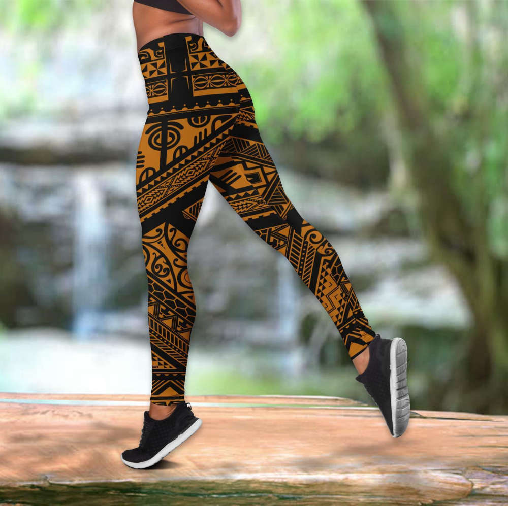 African Gold Pattern Legging & Tank top