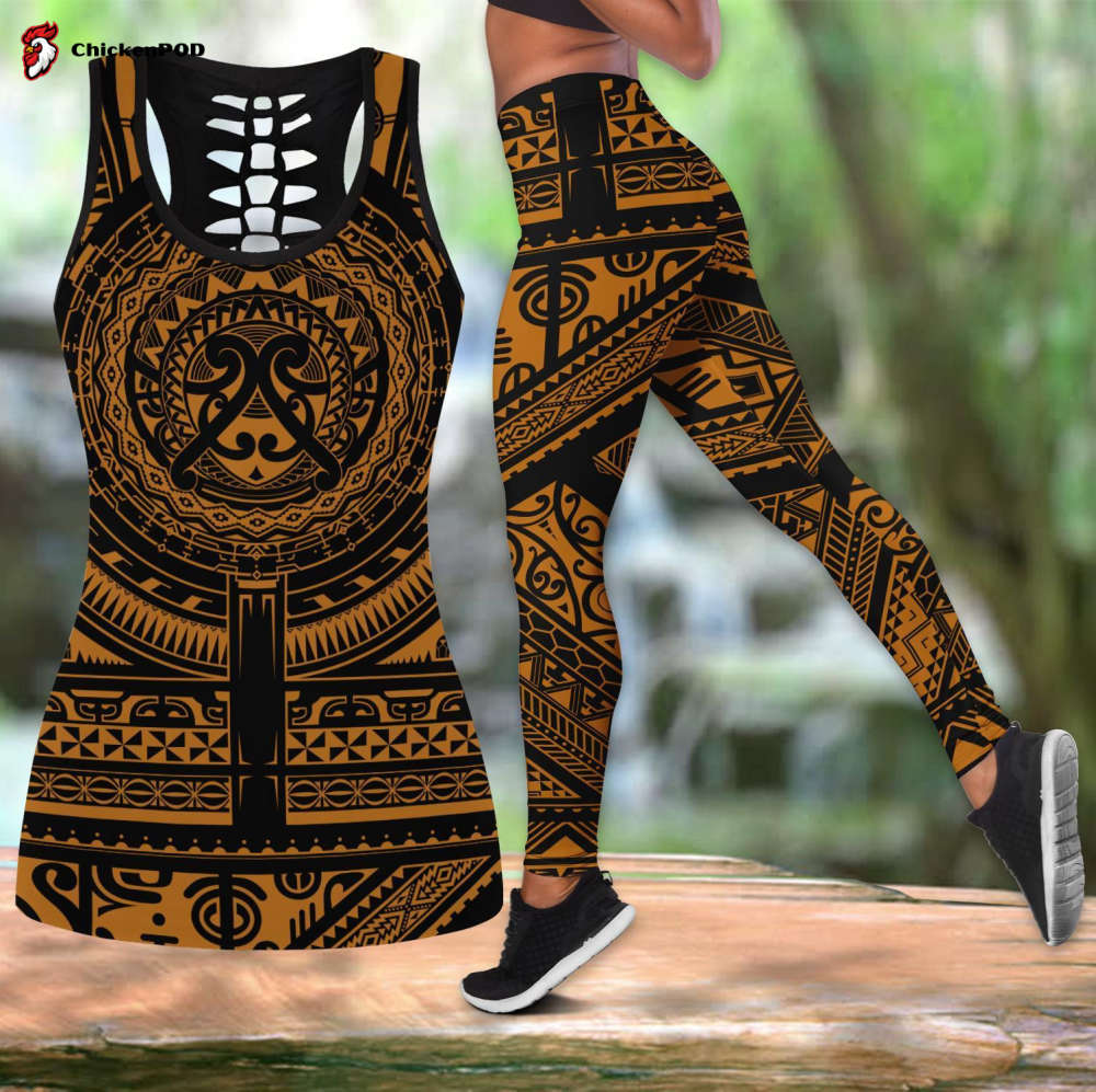 African Gold Pattern Legging & Tank top