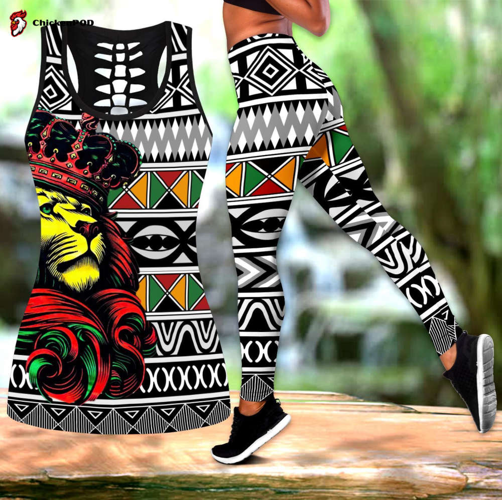 African Lion Pattern Legging & Tank top For Women Sport Gifts