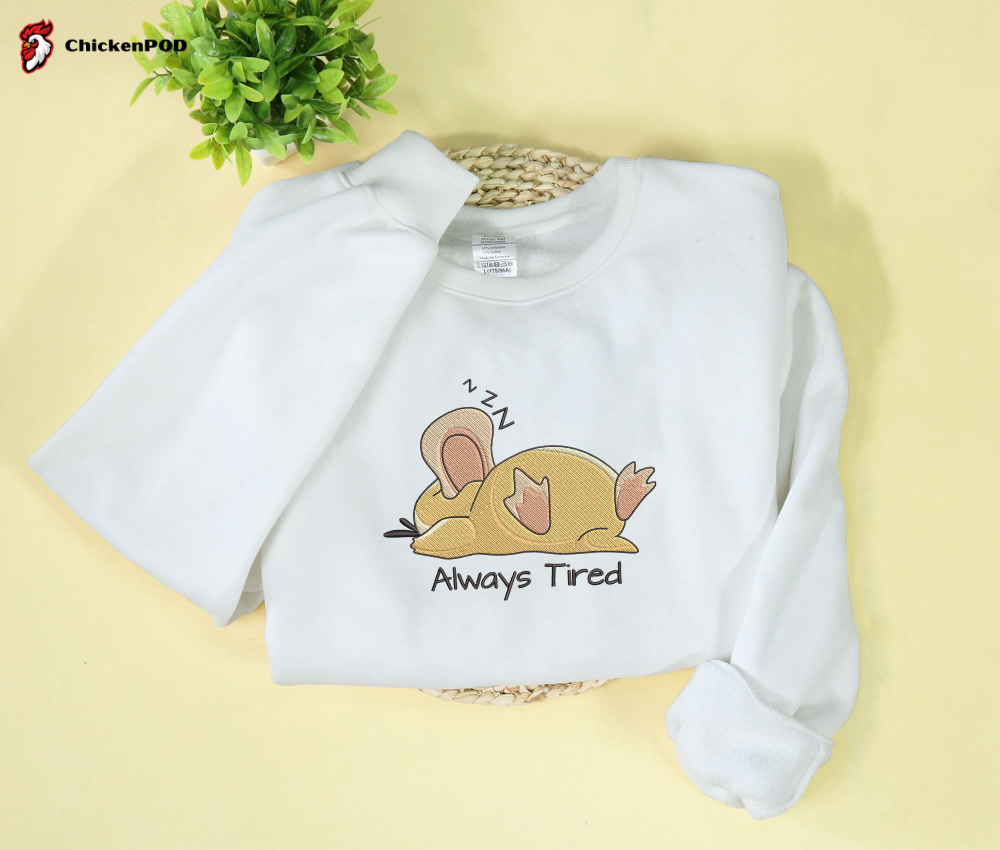 Always Tired Psyduck Embroidered Sweatshirt – Perfect Christmas & Birthday Gift!