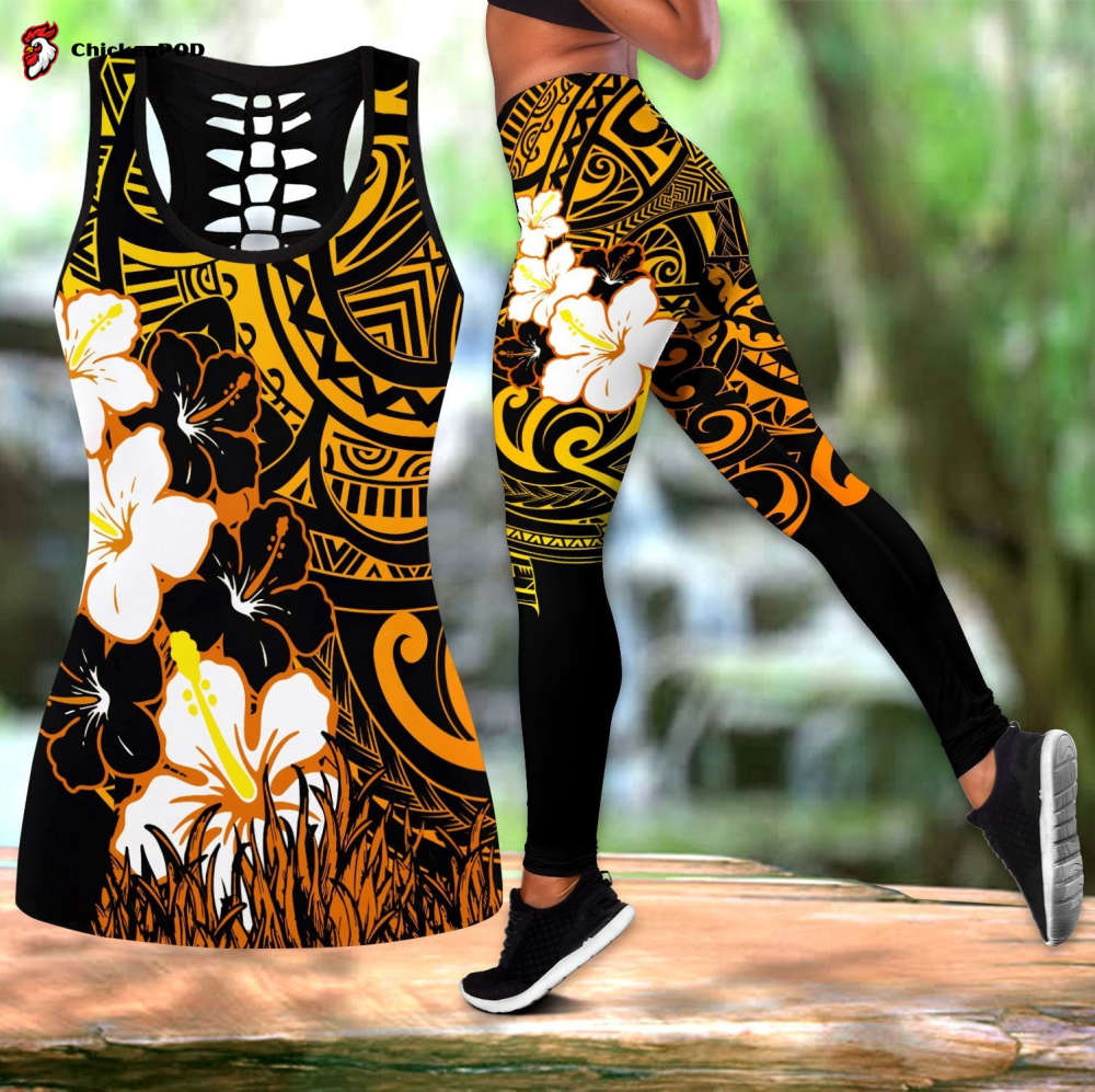 Amazing Polynesian Hibiscus And Tattoo Hawaii Style Deluxe Legging & Tank Top ML