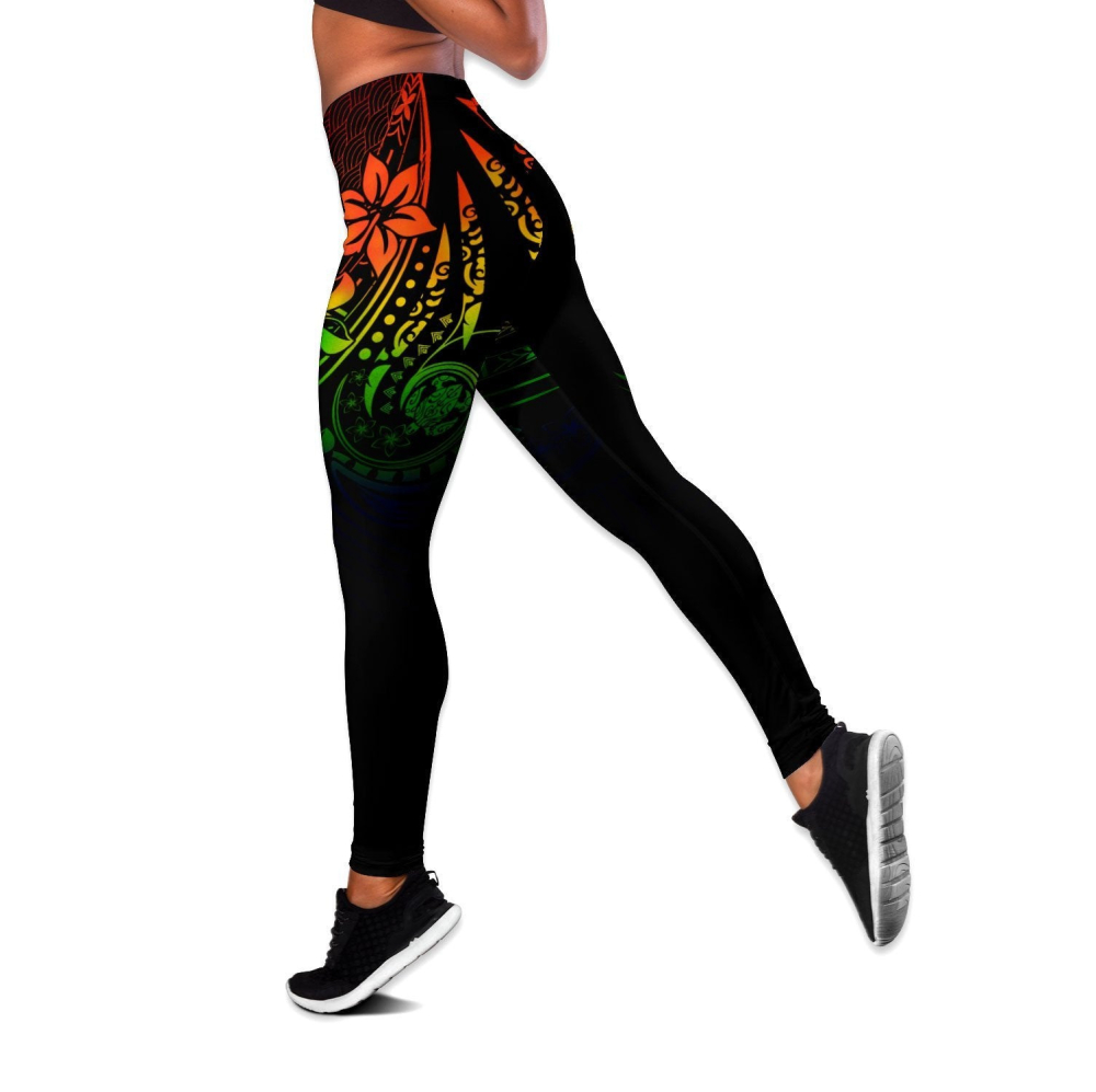 Amazing Polynesian Tattoo And Frangipani Flower Deluxe Legging & Tank top For Women Sport Gifts ML