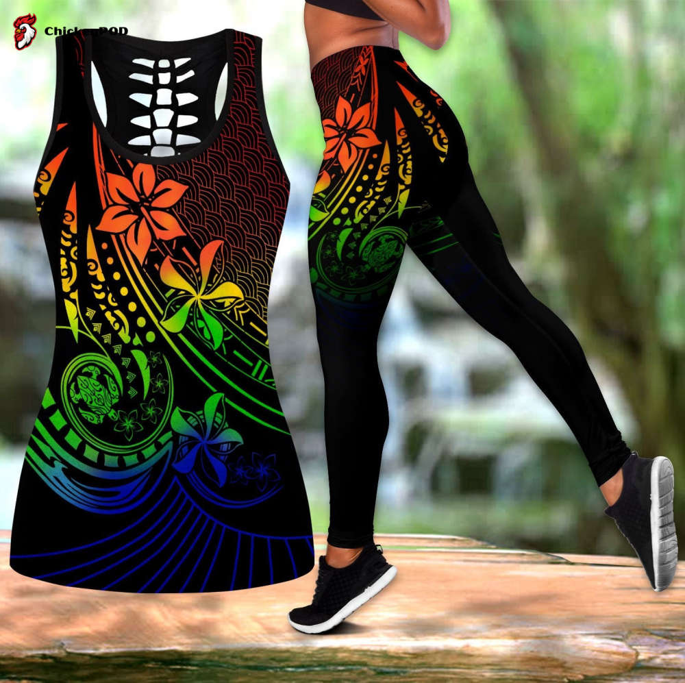 Amazing Polynesian Tattoo And Frangipani Flower Deluxe Legging & Tank top For Women Sport Gifts ML