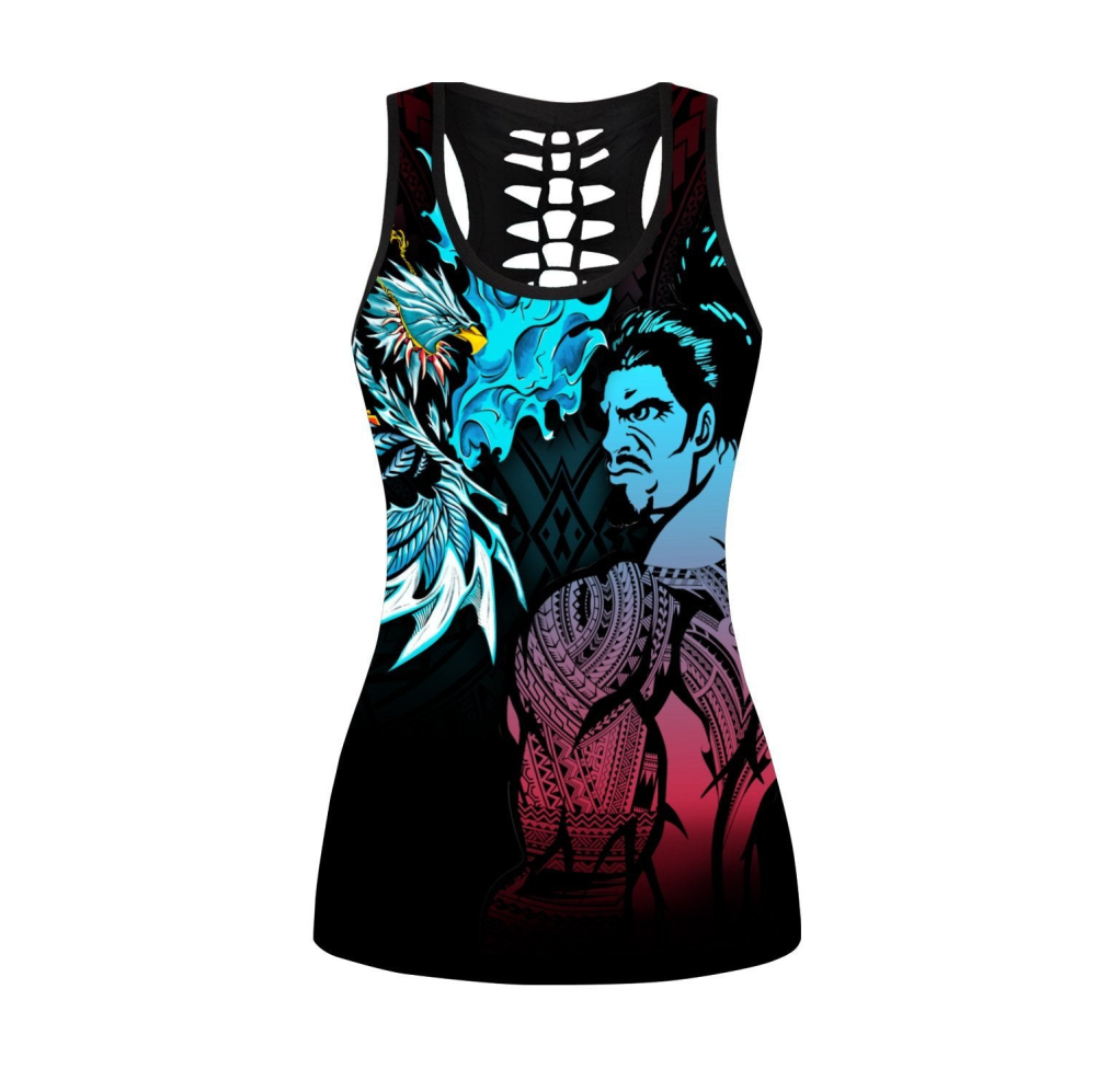 Amazing Polynesian Warrior 3D Tattoo Legging & Tank top ML