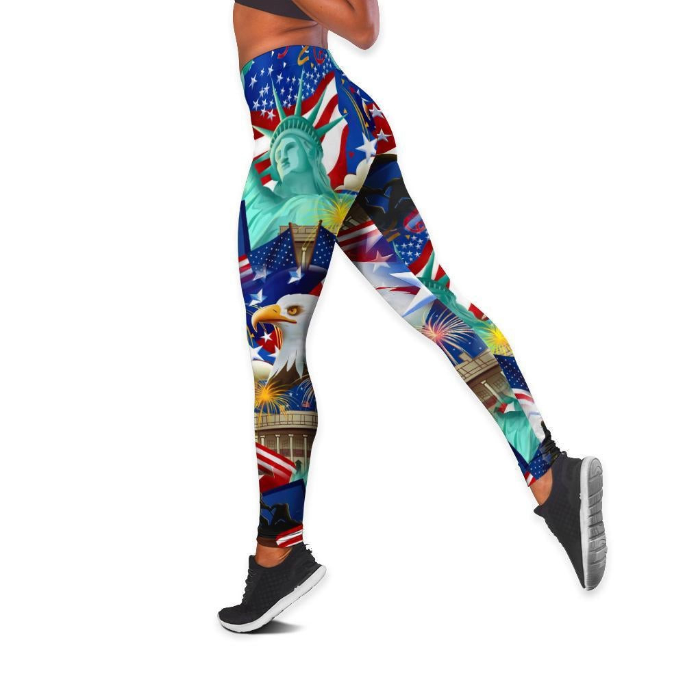 American 3D All Over Printed Legging + Hollow Tank Sport Gifts