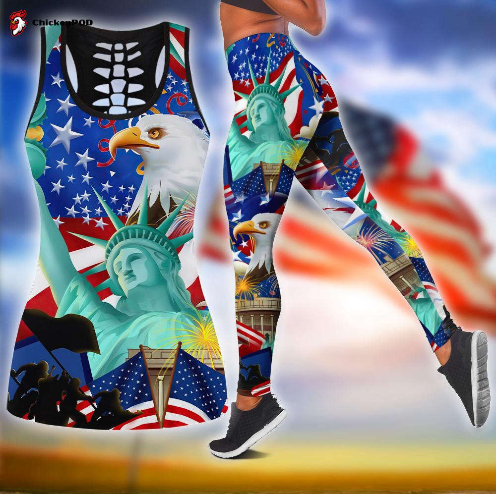 American 3D All Over Printed Legging + Hollow Tank Sport Gifts