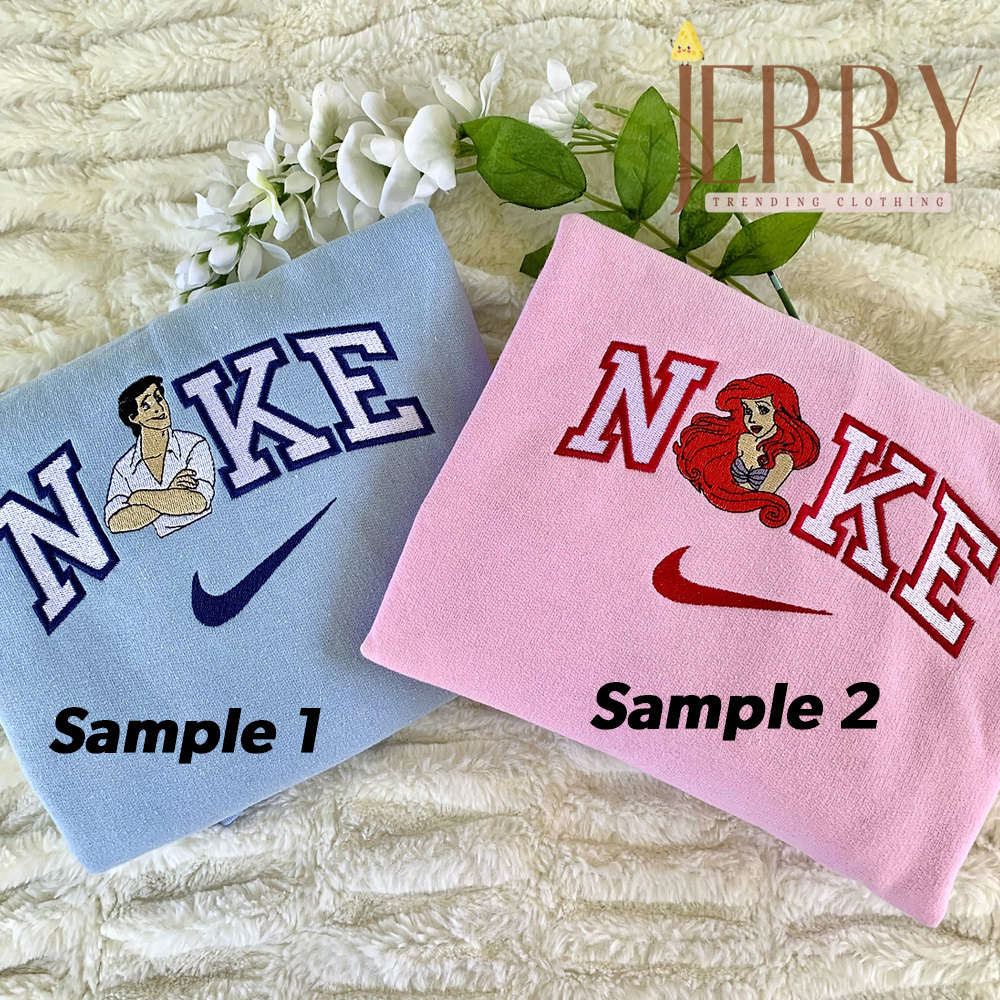 Ariel & Prince Eric Disney Nike Sweatshirt: Embroidered Magic for Disney Fans!