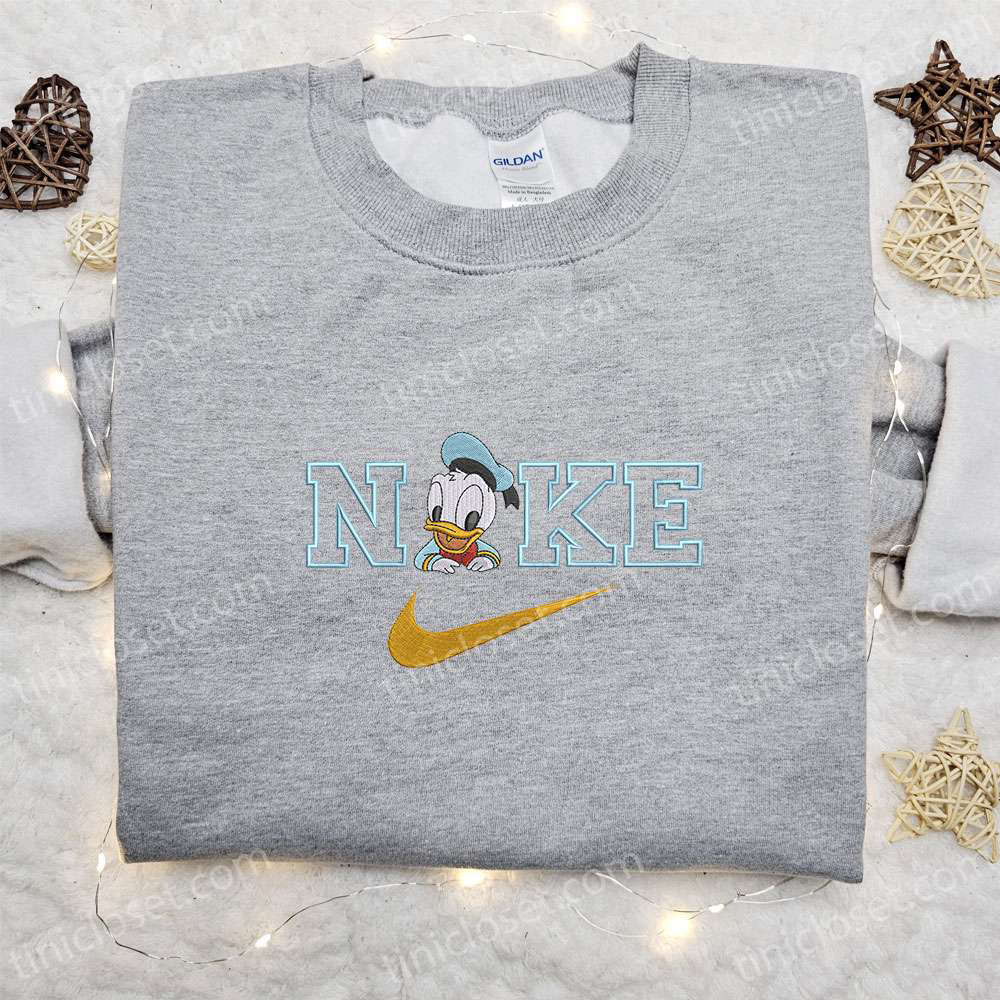 Baby Donald Duck x Nike Cartoon Embroidered Shirt: Custom Nike Shirt Best Birthday Gift Idea