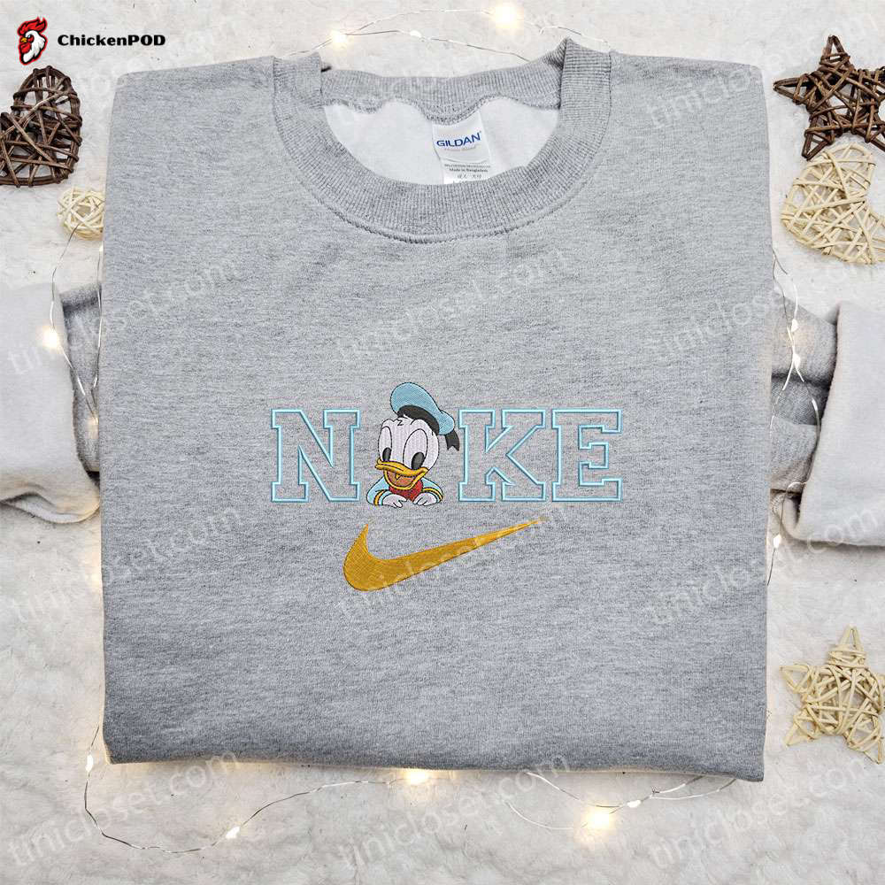 Baby Donald Duck x Nike Cartoon Embroidered Shirt: Custom Nike Shirt Best Birthday Gift Idea