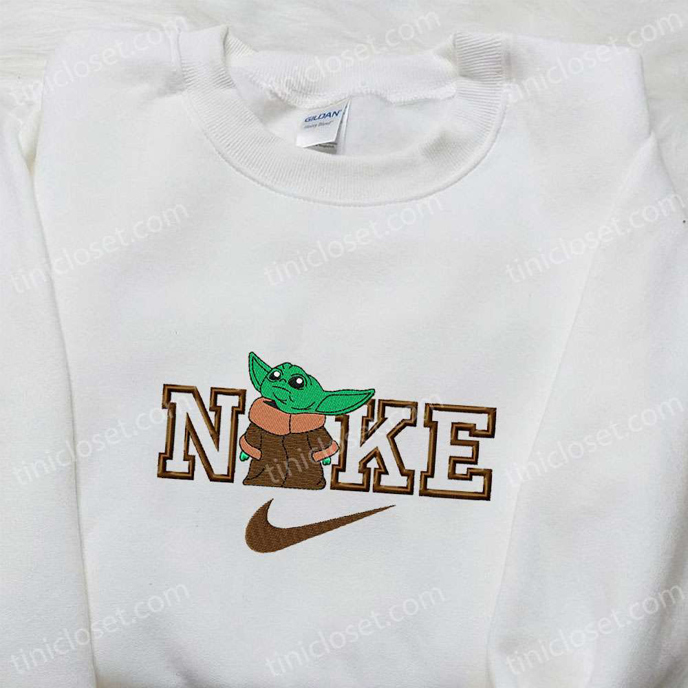 Baby Yoda x Nike Movie Embroidered Shirt: Unique Nike Inspired Gift for Family