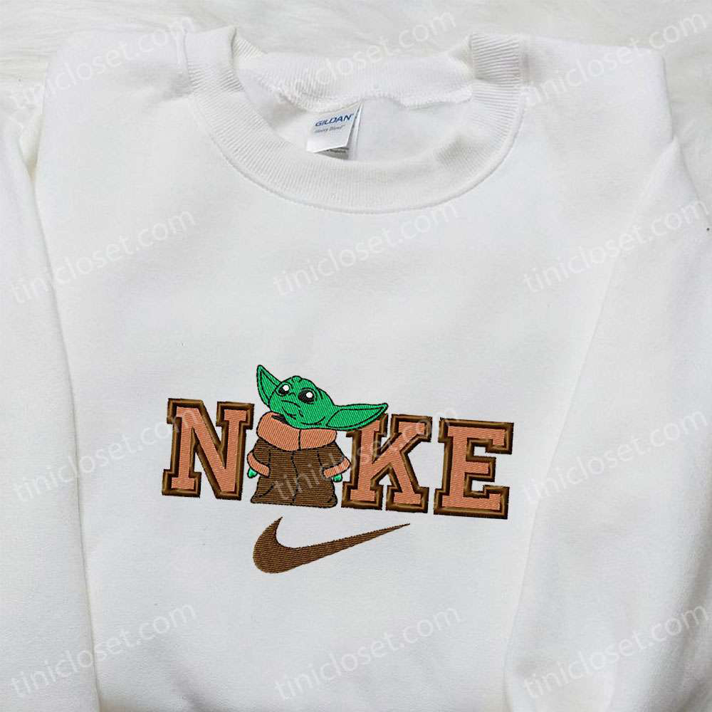 Baby Yoda x Nike Movie Embroidered Tshirt: Best Nike Inspired Shirt Perfect Family Gift