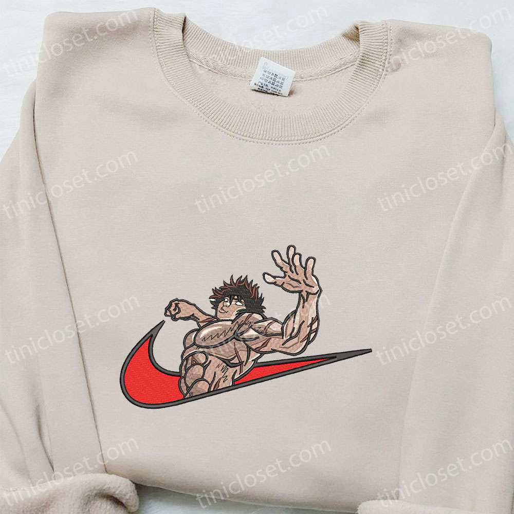 Baki Hanma x Nike Swoosh Anime Embroidered Shirt – Best Nike Inspired Gift for Family