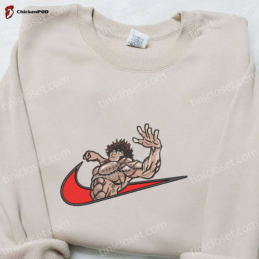 Baki Hanma x Nike Swoosh Anime Embroidered Shirt – Best Nike Inspired Gift for Family