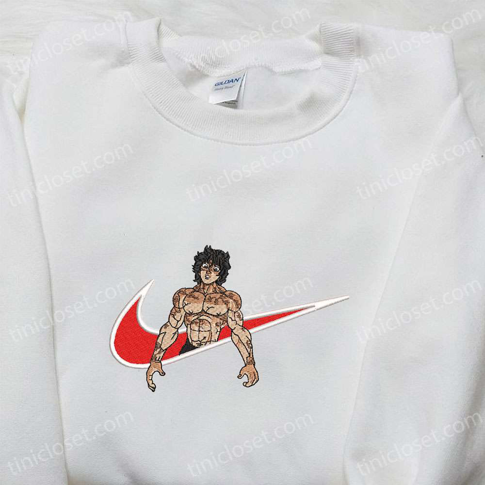 Baki Hanma x Nike Swoosh Anime Embroidered Tshirt: Nike Inspired Shirt Perfect Family Gift