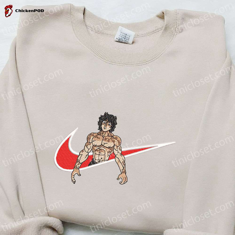 Baki Hanma x Nike Swoosh Anime Embroidered Tshirt: Nike Inspired Shirt Perfect Family Gift