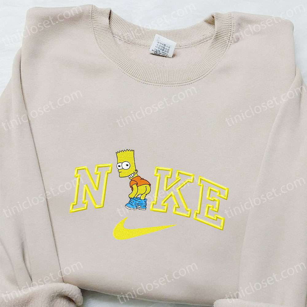 Bart Simpson x Nike Cartoon Embroidered Tshirt: Nike Inspired Shirt Best Birthday Gift Ideas